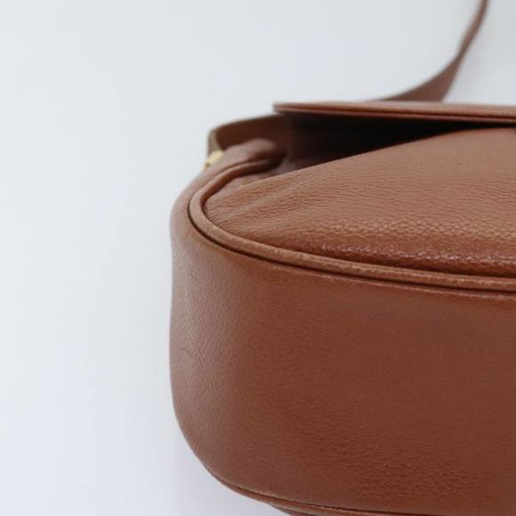 SAINT LAURENT Shoulder Bag Leather Brown Gold Auth 93349 - Picture 9 of 16